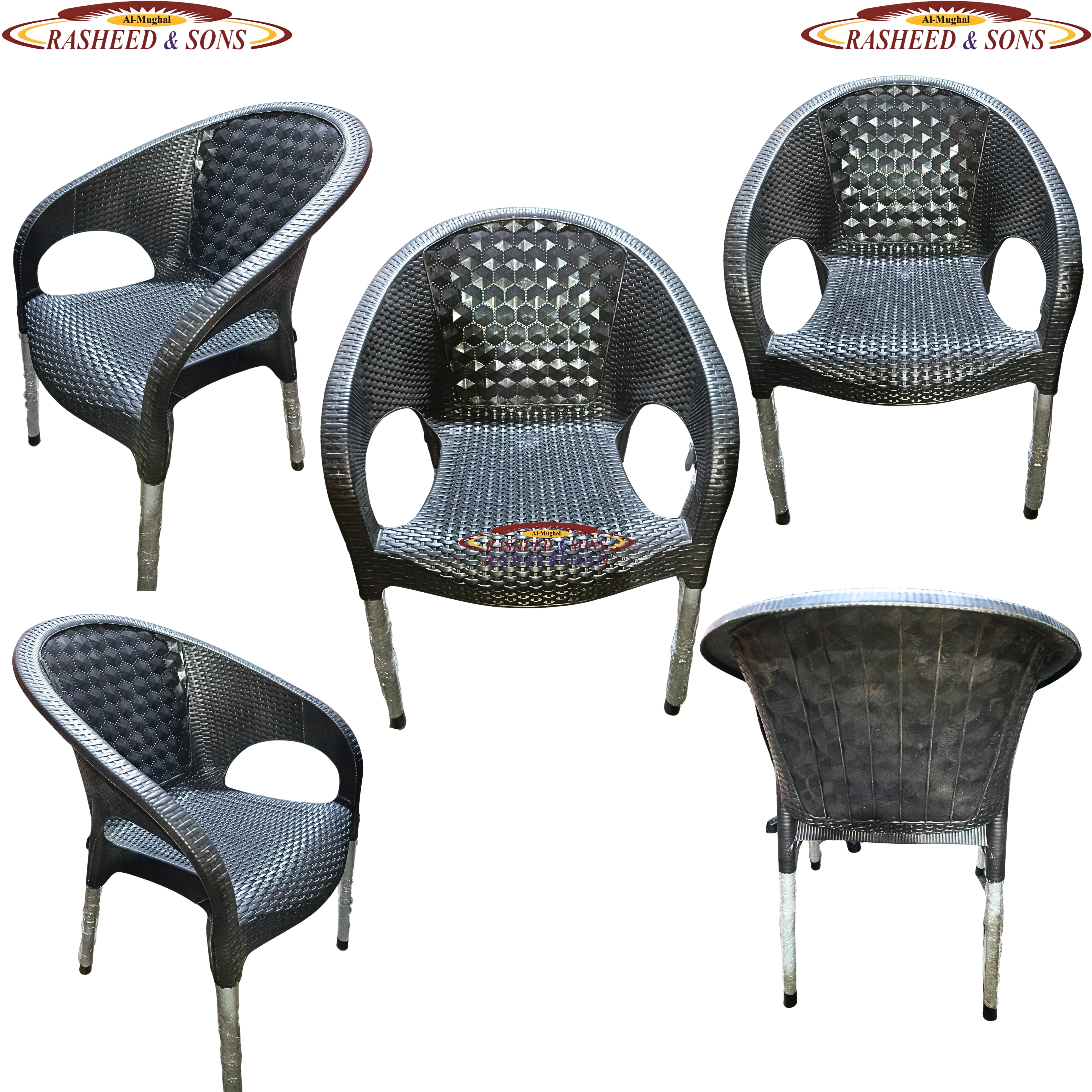 Plastic Chair Rattan Sofa Chair & Diamond Sofa Set – Brown & Dark Chocolate – Folding Table & Fix Table – Outdoor Garden Furniture – Rasheed & Sons Pakistan