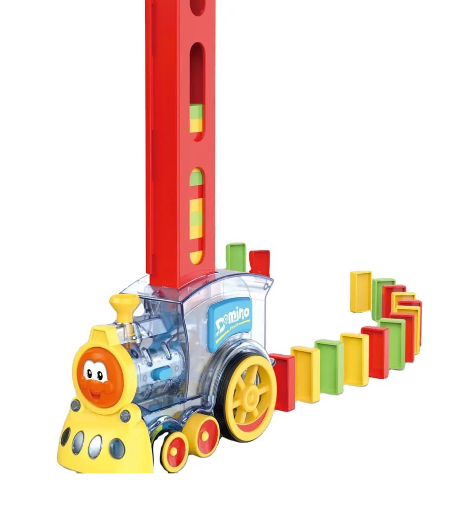 DOMINO TRAIN TOYS Domino Train with Building and Stacking Blocks Set
