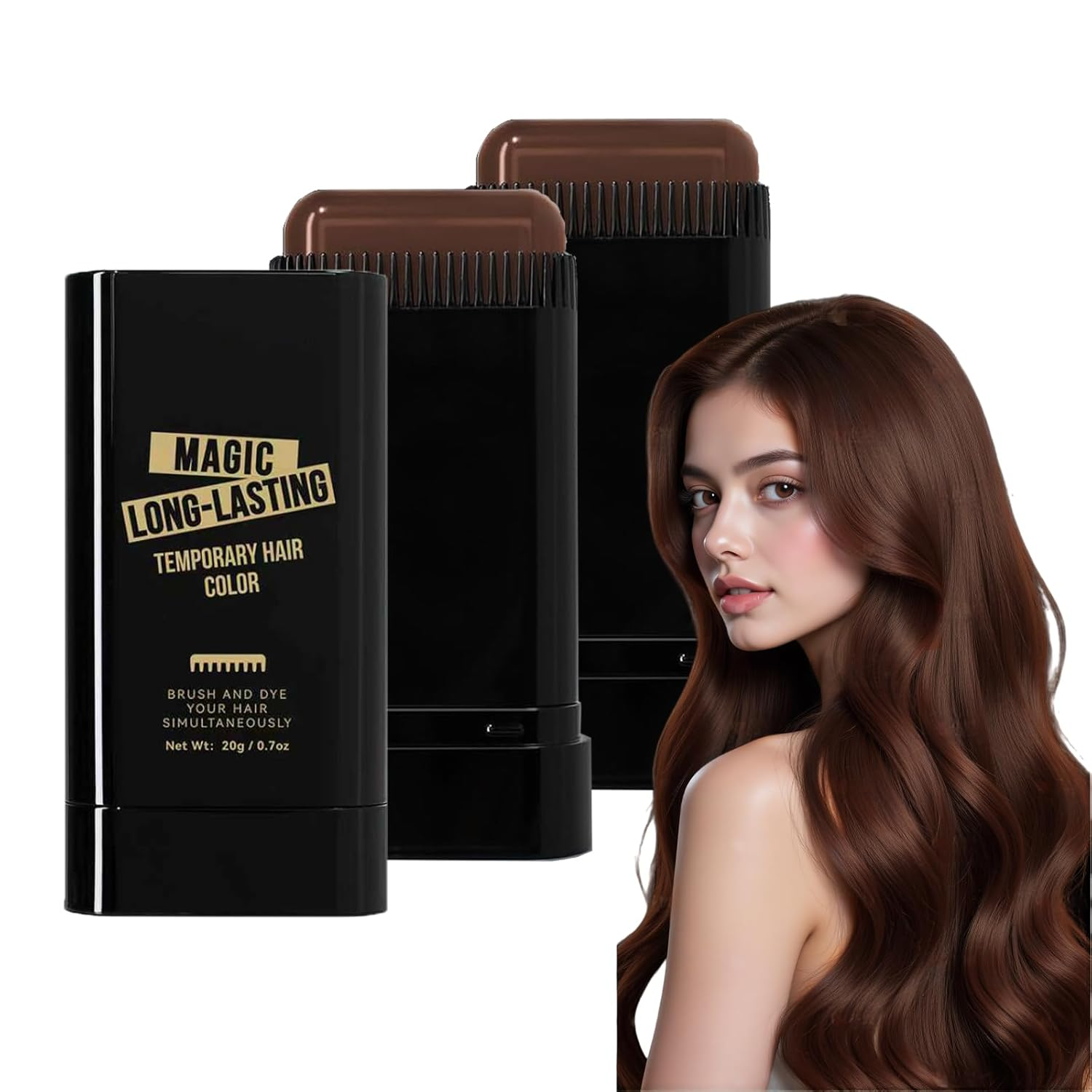 Hair Dye Stick with Comb for Grey Hair - Instant Temporary Root Touch Up Hair Color for Men & Women | Black & Brown