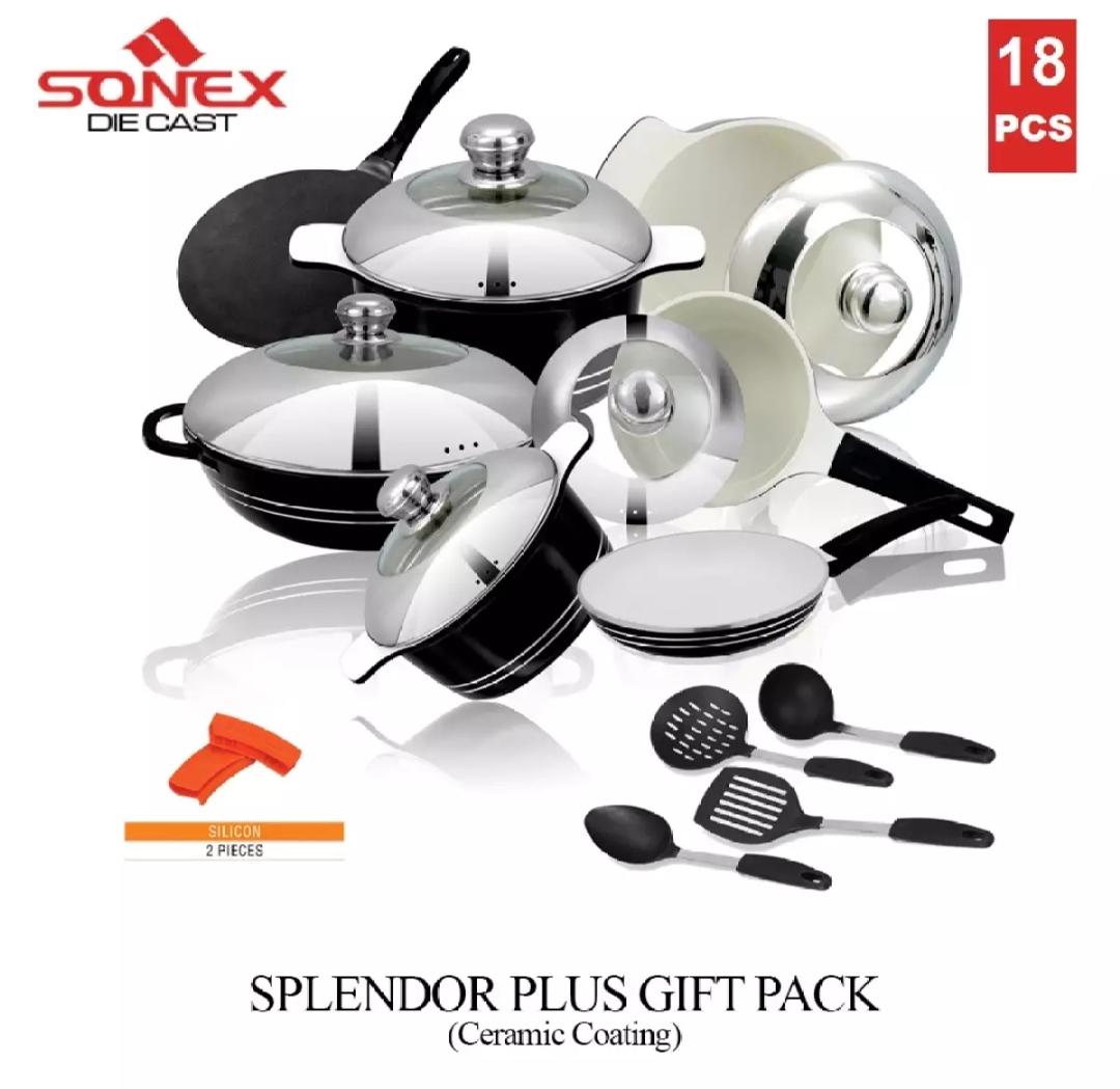 SONEX Splendor Plus Gift Pack Cookware Set with Steel Lid 18