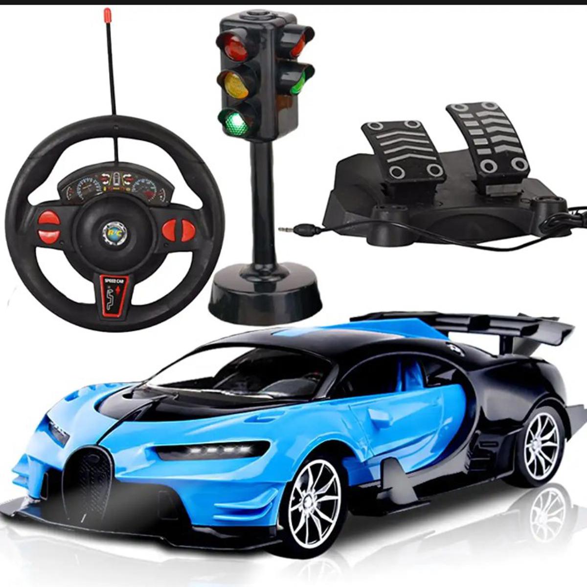 Remote Control Car for Kids and Adult 1:16 Model Electric Vehicle with LED Lighting Port Speed Car Toys Gifts with Steering Wheel Gravity Induction and Foot Pedal