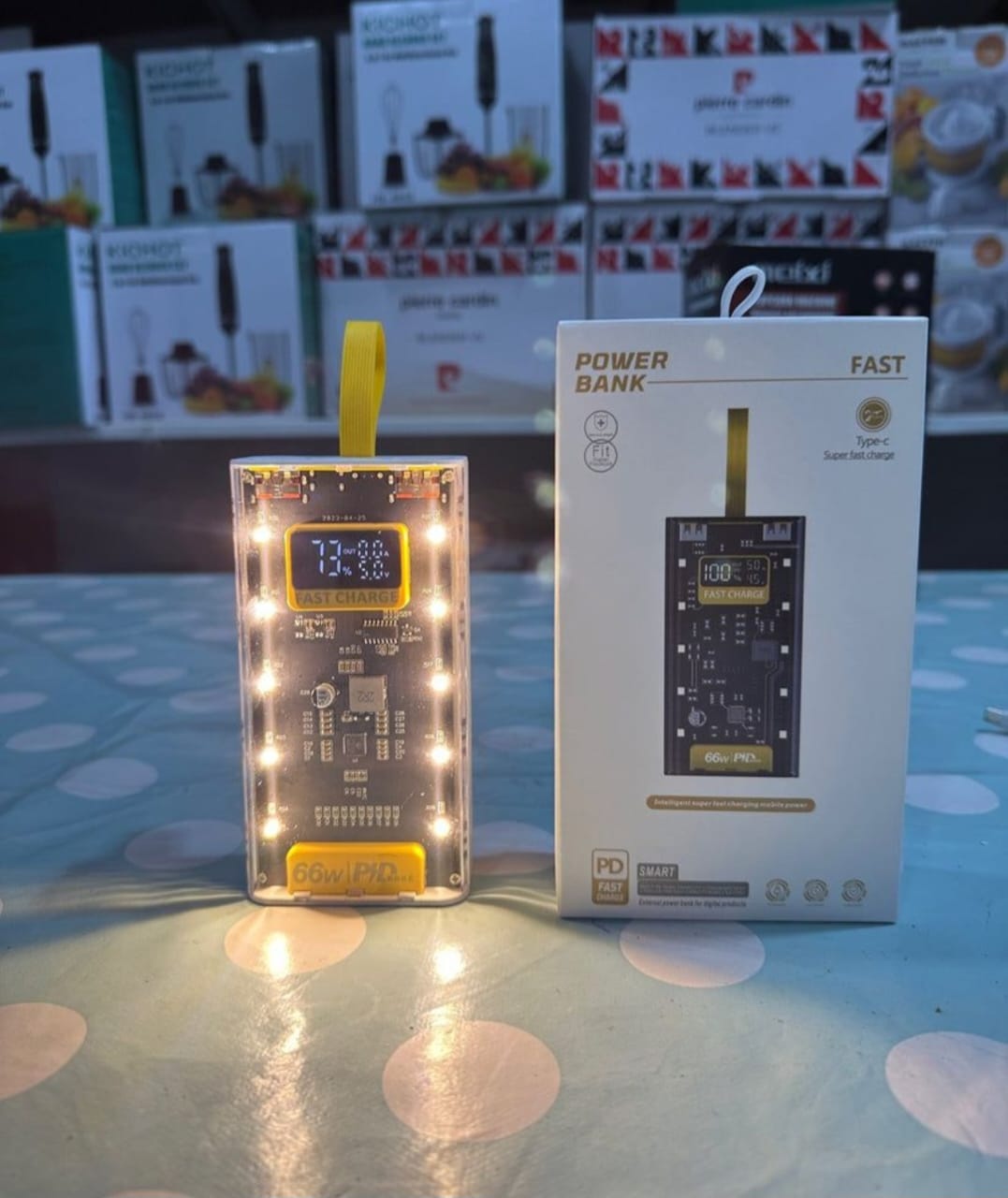 20000 MAH 66W FAST CHARGING TRANSPARENT POWER BANK-POWER BANK FOR ANDROID I  Phone-Fast charging power bank-Transparent power bank-Portable 66W power  bank-Mini fast charging power bank-Large capacity power bank-Power bank-Led  Crystal display power