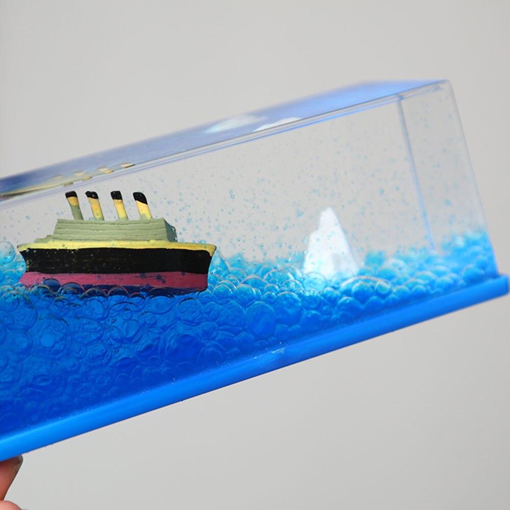Creative Cruise Ship Fluid Drift Bottle Desktop Decorate Birthday Gift Decompression Decoration Hourglass Car Ornament Gift