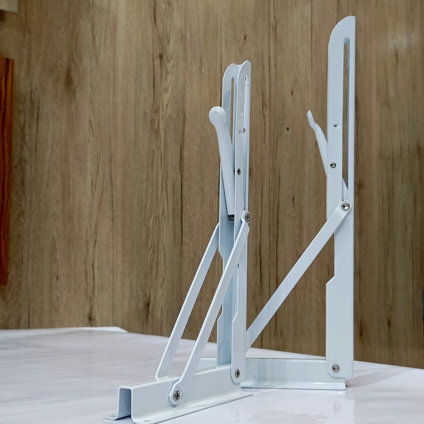 Wall Mounted Folding Shelf Bracket Heavy Duty Foldable Table Hinges 8 10 12 14 16 18 20 Inch L Shaped DIY Space Saving Support Steel for Bed Study Laptop Dinner Living Room Furniture Hardware Iron Stand Rack Wall Bracket White Metal Pair Screws Kitchen