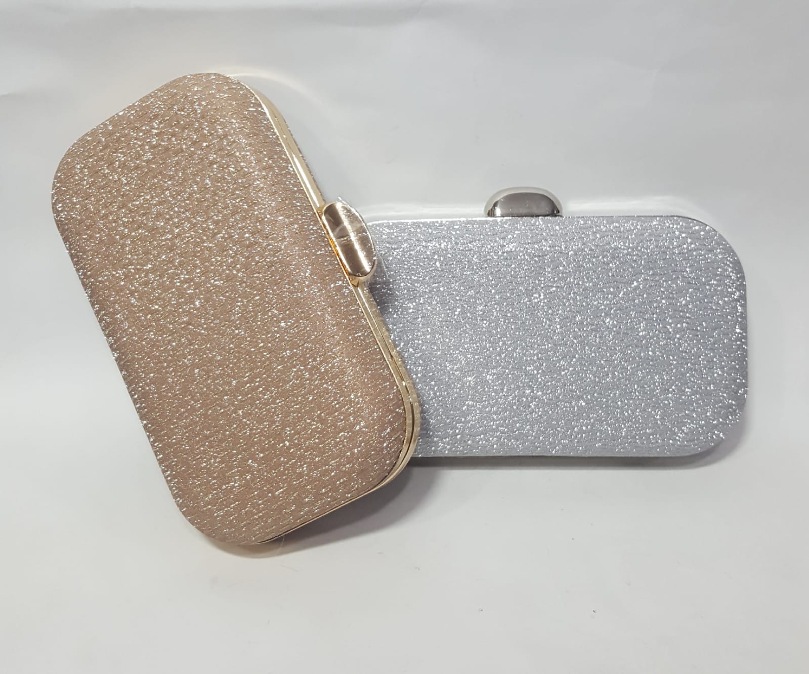 Elegant Glitter Box Clutch Bag for Women - Bridal, Party, Wedding, & Formal Occasions - Available in Gold & Silver