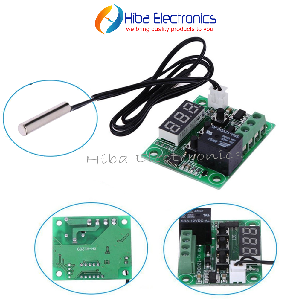 W1209 Digital Temperature Controller Module DC 12V with Waterproof Sensor, 20A Relay & LED Display