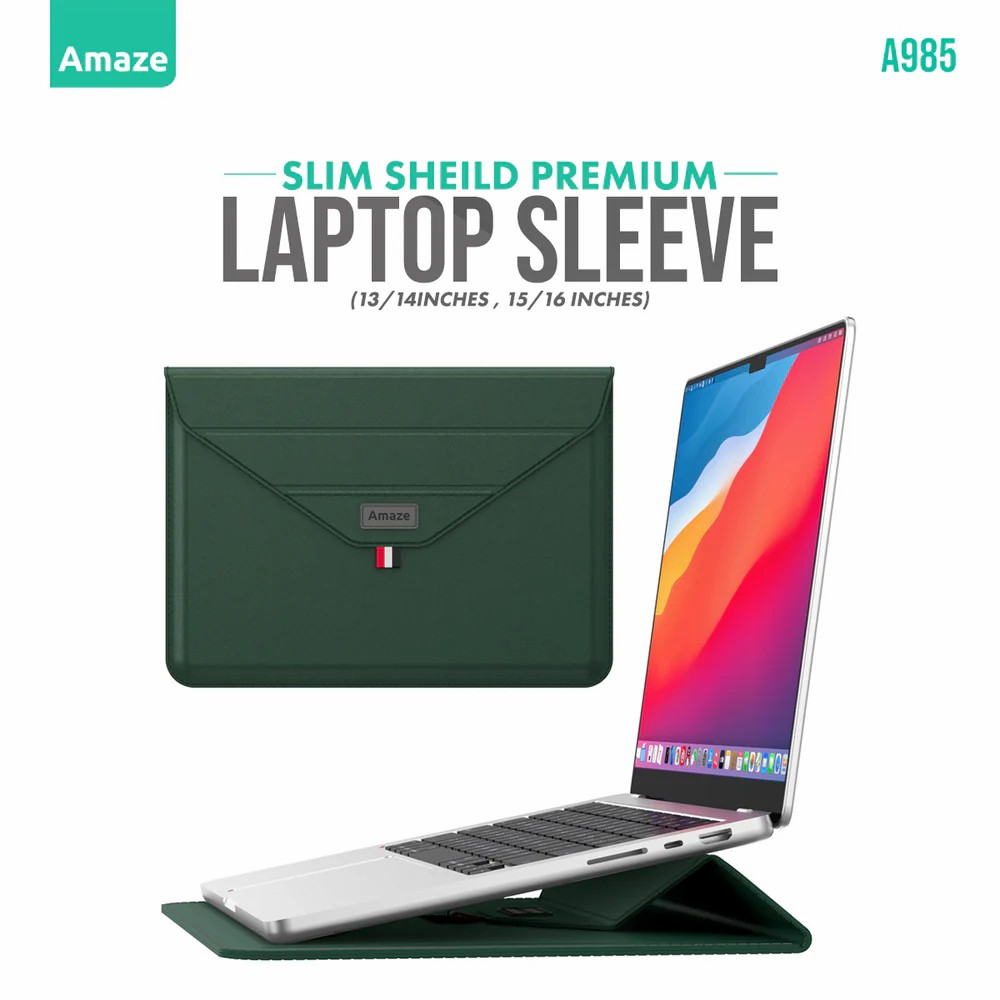 Amaze A985 Slim Shield Premium Laptop Sleeve Convertible as Stand for 13-14 and 15-16 inch MacBook and Laptop Available in 4 Colors 11 68c85bf38a486ca9b56d455c46098760