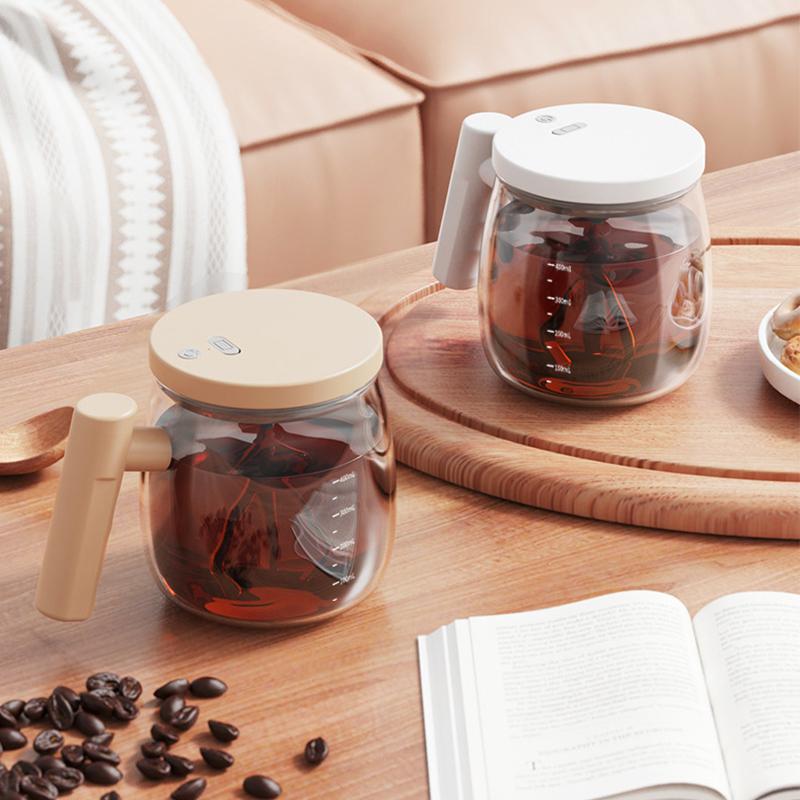 Self Stirring Coffee Mug, Glass Electric High Speed Mixing Cup, Automatic Mixing Mug Rotating, 400ml Battery Powered Stirring Cup to Stir Coffee/Milk/Protein Powder at Desk