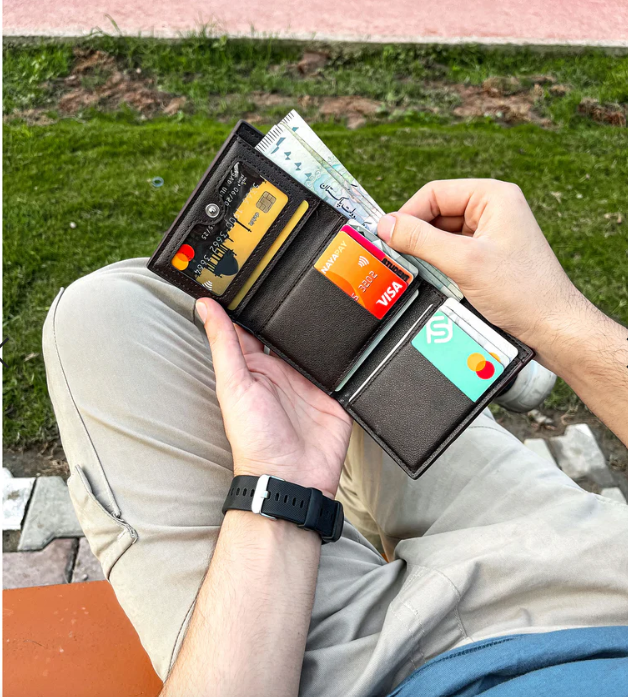 New Men’s Trifold Leather Wallet – Premium Wallet with Multiple Card Slots – Stylish & Durable Wallet for Everyday Use