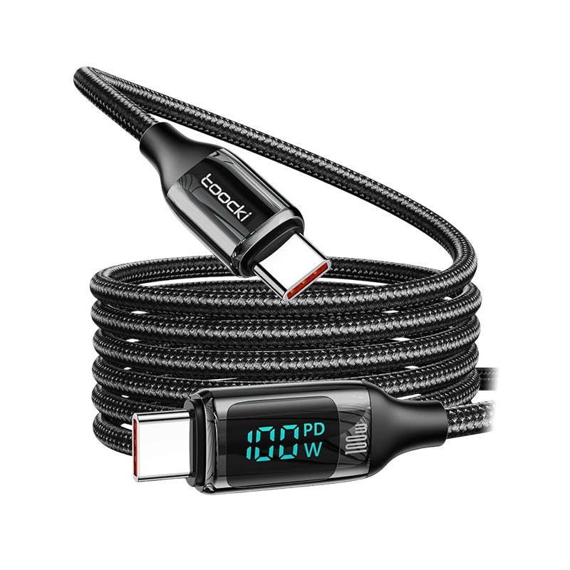 Toocki 100W Type-C to Type-C Cable | 2m | Digital Display | PD Fast Charging | (Pouch Packing)
