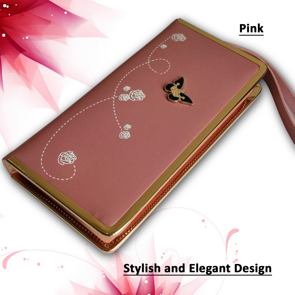 Luxury Women Wallets PU Leather Hand Clutches for Ladies with Zipper ATM Card Holder Purse for Cash and Mobile
