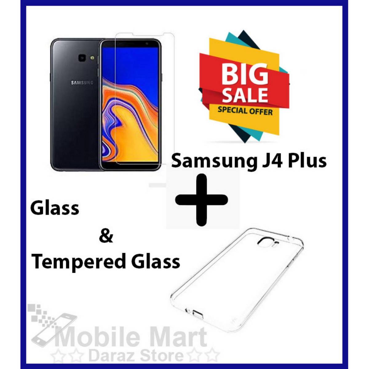 Samsung J4 Plus Tempered Glass Protector Transparent Clear