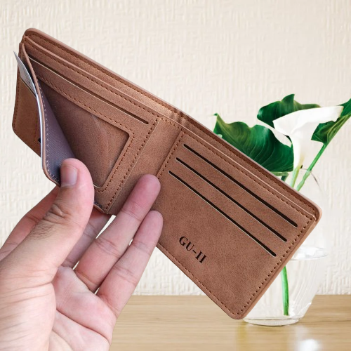 M PU Leather Short Horizontal Wallet Cardholder for Men