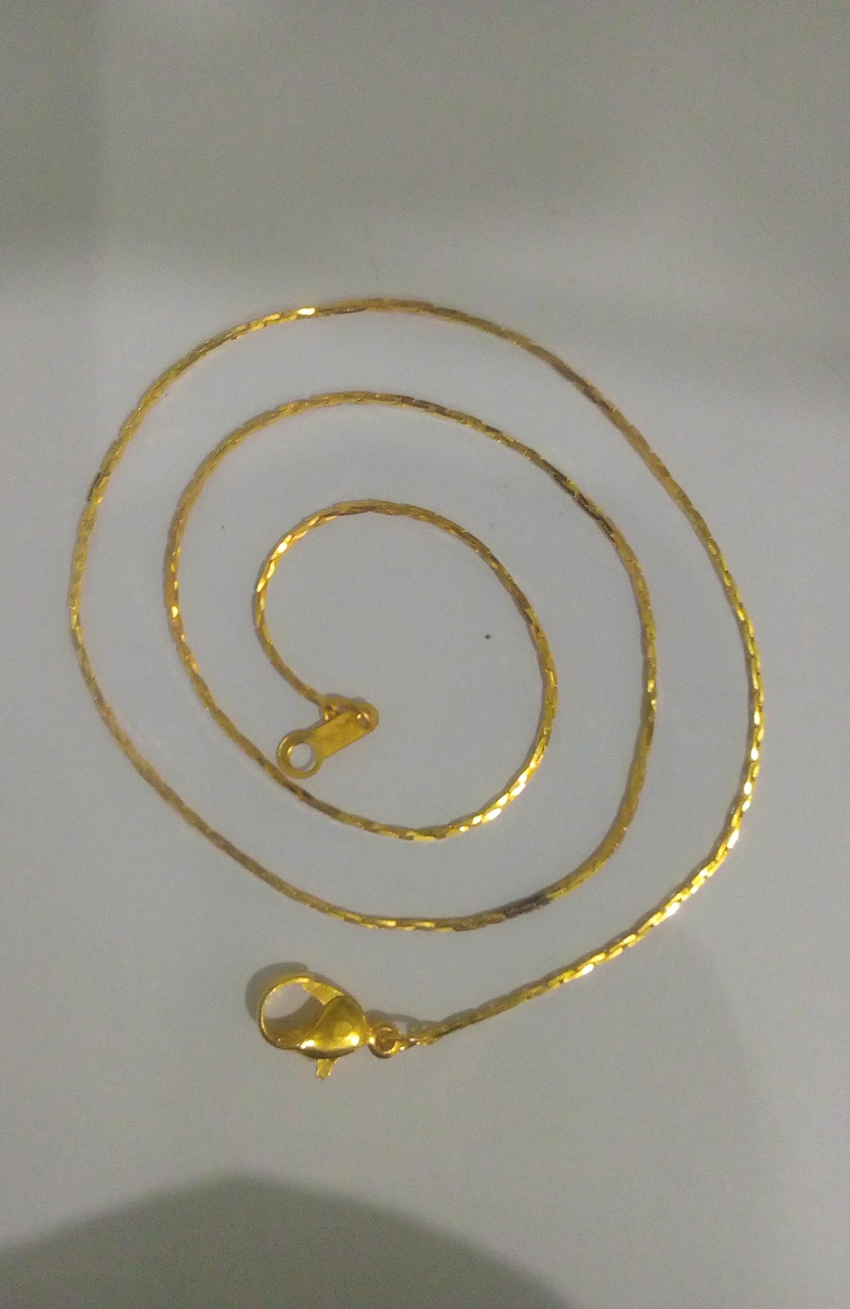 Pure Gold Polish Simple Neck Chain For 