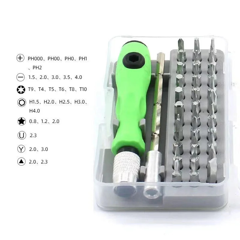 24 In 1 Mini Precision Screwdriver Set with Magnetic Head & S2 Steel Bits for Mobile Phone, Tablet, PC & Household Repair Tool Kit - Black