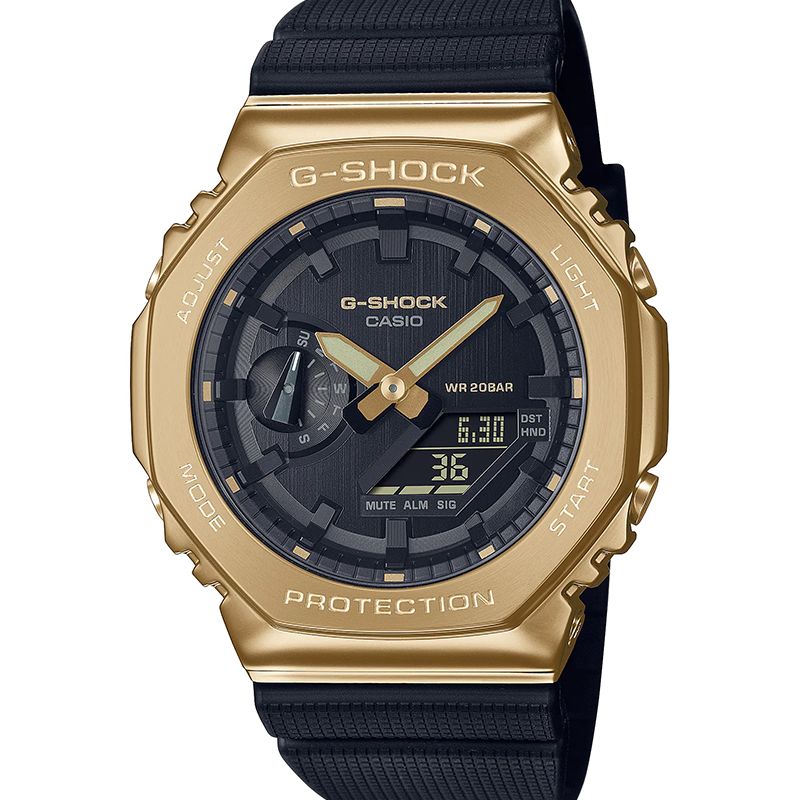 Casio G Shock 2100 Series Round Analog+Digital Gold Ion Plated