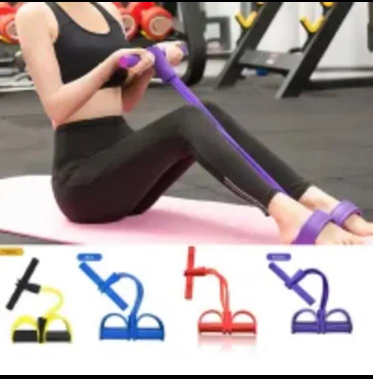 Elastic Pull Rope Resistance Band Foot Pedal Exerciser | Sit Up Abdominal Muscle Expander Stretcher | Home Gym Fitness Workout Equipment Body Building Tension Band Tummy Trimmer Pakistan