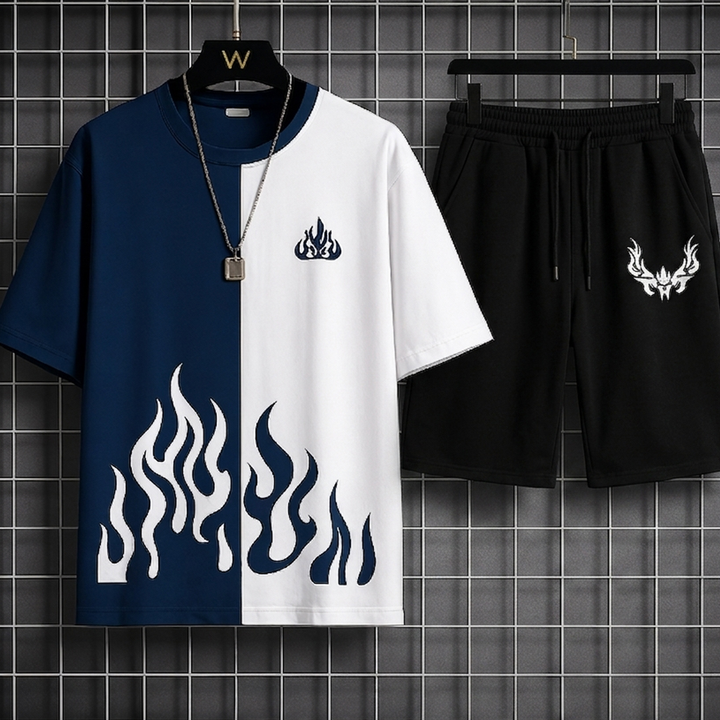 New trendy fired printed summer tracksuit for men and boys