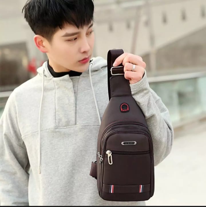Men's Nylon Summer Casual Side Bag for Men - Crossbody Sling Messenger with 3 Zippers
