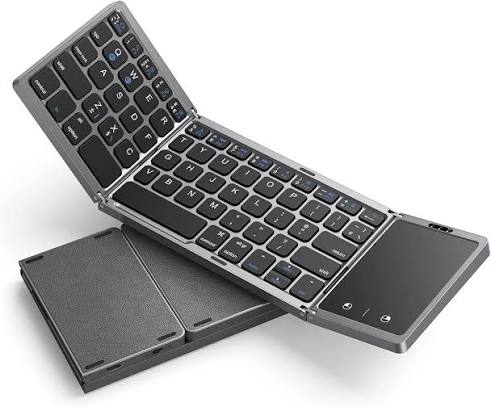 Foldable Bluetooth Keyboard with Touchpad | Wireless Mini Keyboard for Windows Android iOS | Portable Wireless Keyboard with Touchpad | Mini Bluetooth Keyboard for Tablet & Mobile | wireless bluetooth keyboard with touchpad