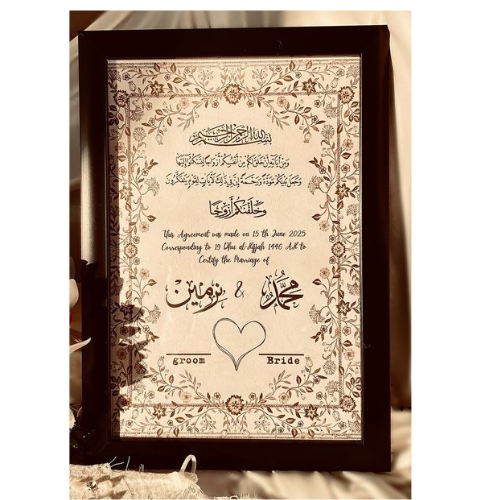 Nikkah Certificate withe crystal white frame , with free shipping , nikkah certificate for nikkah