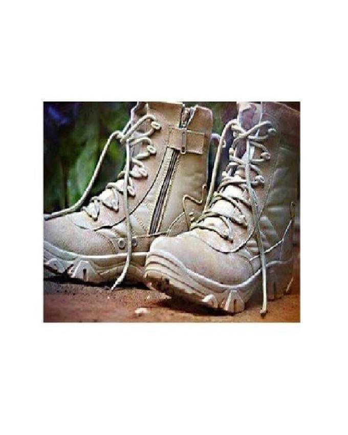 Brown Army Zipper Long Boots For Men