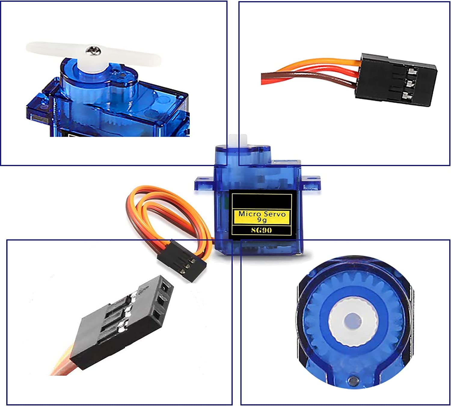 Lot De 5 Micro Servos SG90 9G – 180 Degrés – Pour Modélisme RC, Robotique, Hélicoptères – Compact, Réactif, Installation Facile