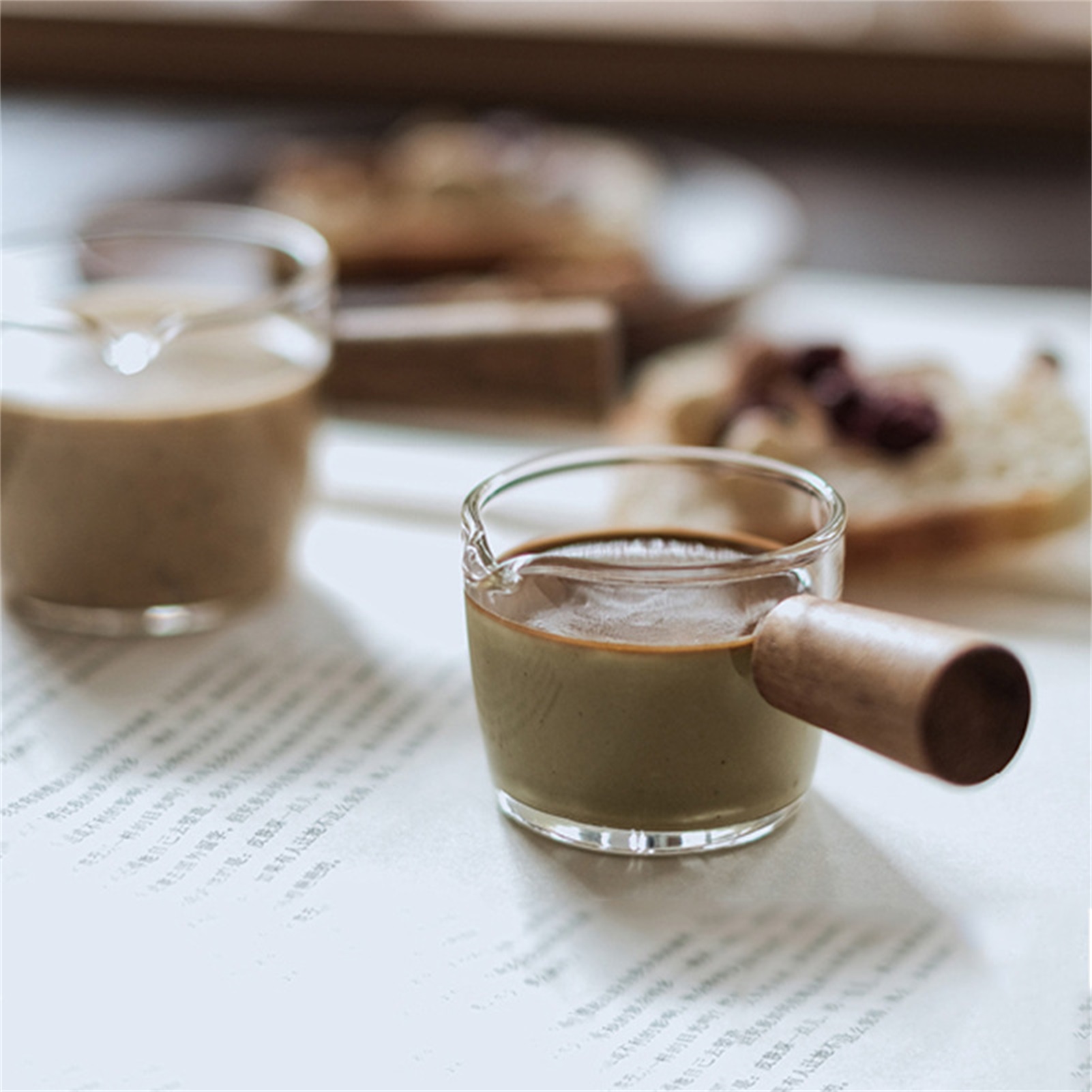 Milk Mug Multifunctional Portable Spout With Wood Handle Coffee Cup