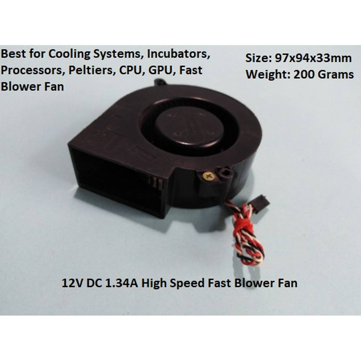 NMB 12V DC 1.34A High Quality Fast Cooling Blower Fan for PC Incubator Laptop Peltier Processor - Original High Speed Blower Fan - Size: 97x94x33mm