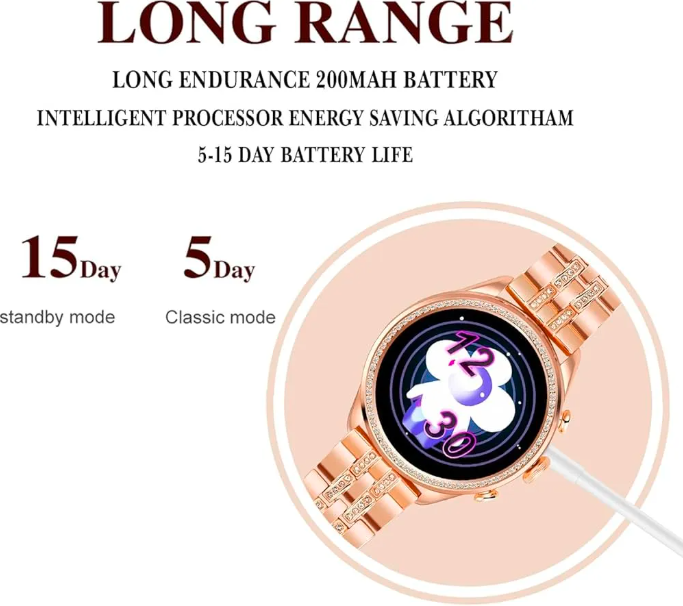 Gen9 Ladies Smartwatch with Strap HD Display 1.3 inch Screen, Bluetooth Calling, Dual Straps (Rose Gold)