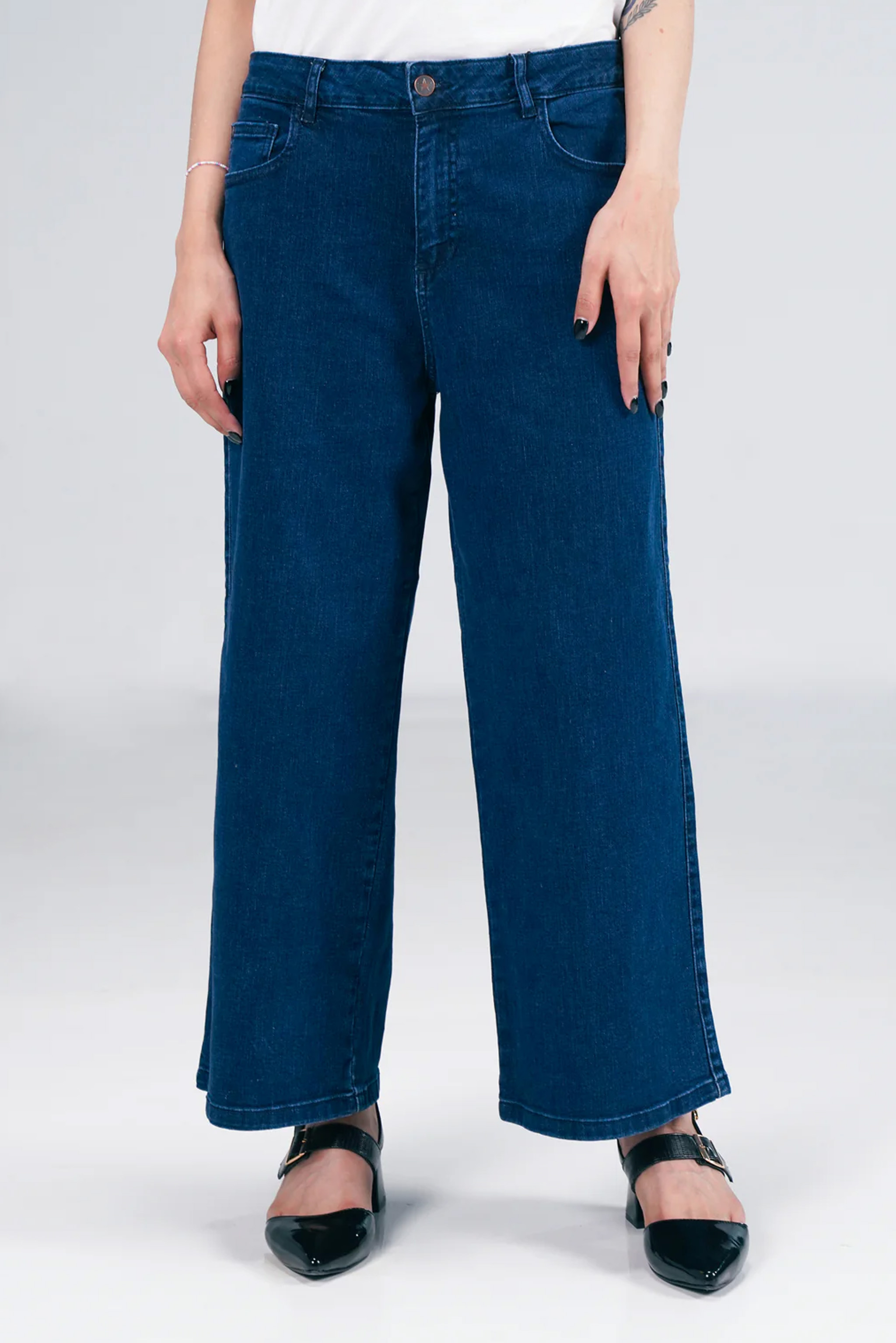 Rockstar Jeans - Reverie Palazzo Dark Blue Jeans For Women - Denim Full Pant For Women