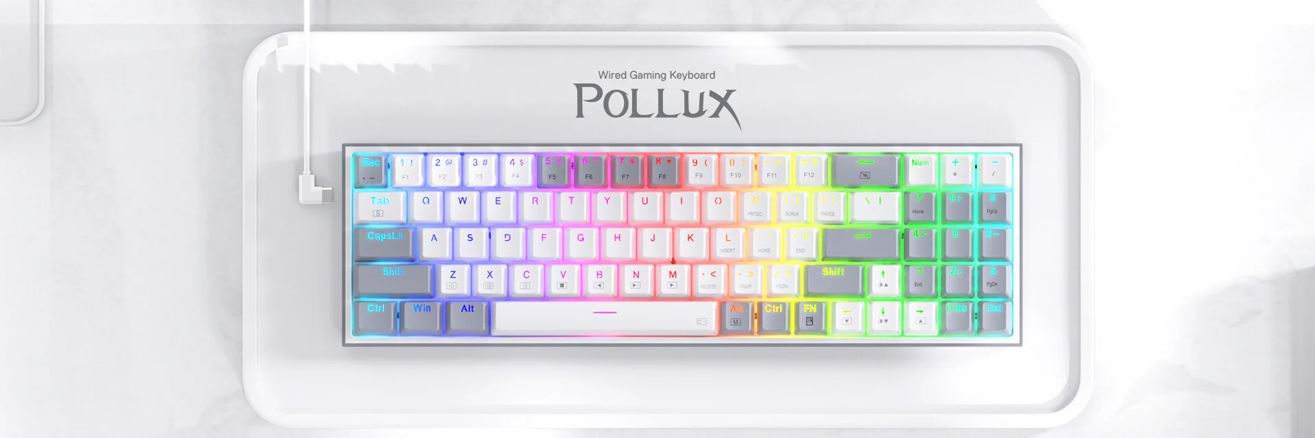 Redragon K628 POLLUX 75% Wired Mechanical Gaming Keyboard RGB with Extra Full Set of Keycaps 78 Keys 14 6941bebeaa32e2ee55c21bace882fd59