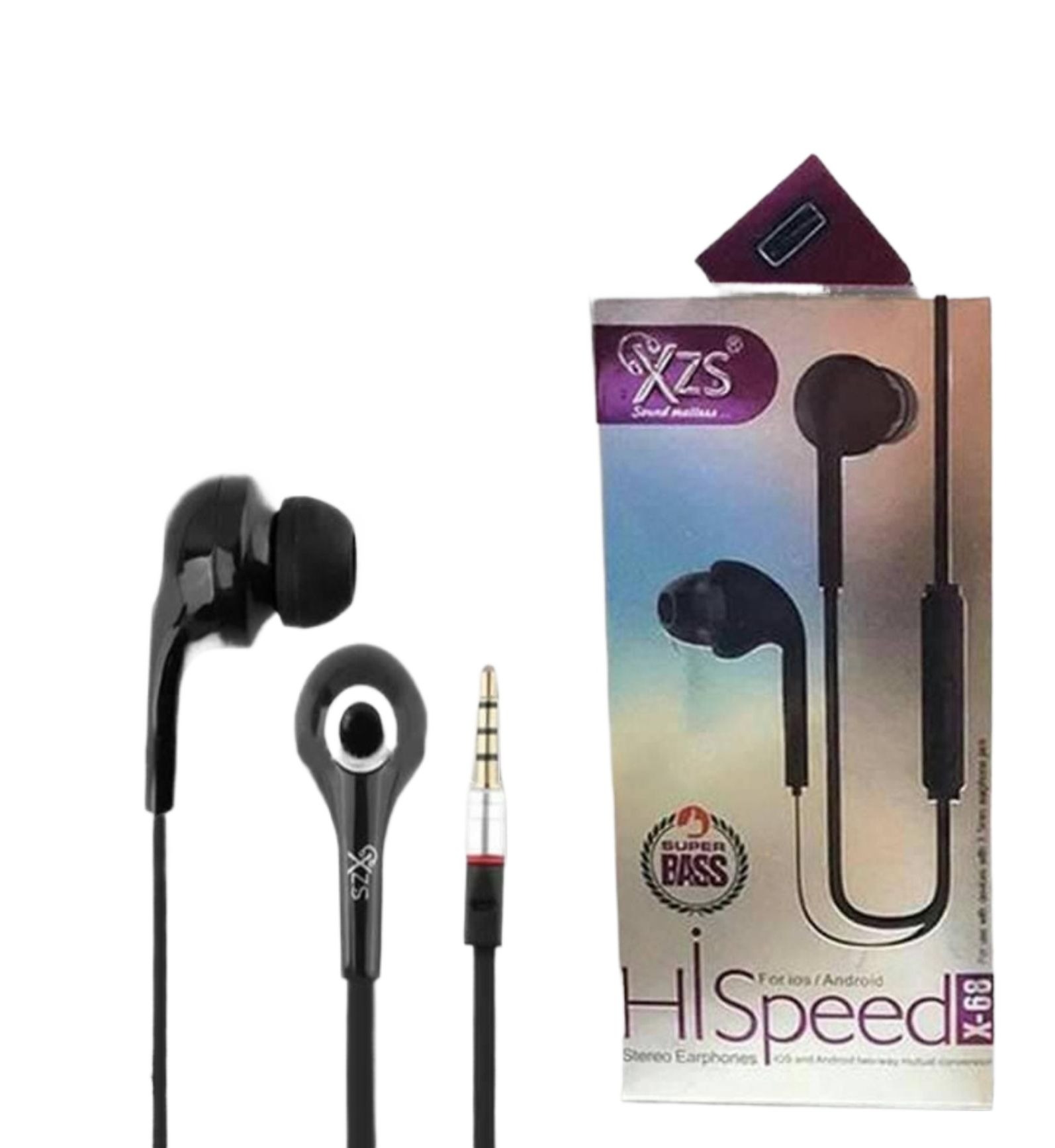 XZS X-68 Handsfree | Crystal Clear Sound | Deep Bass | 3.5mm Wired Earphones | Built-in Mic