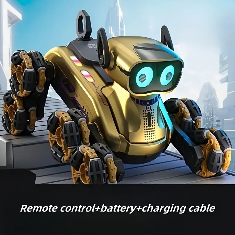 RC Stunt Robot Dog - Rechargeable Remote Control Toy | 360° Flips | Dancing | LED Lights | Best Gift for Kids & Adults (Battery Included)