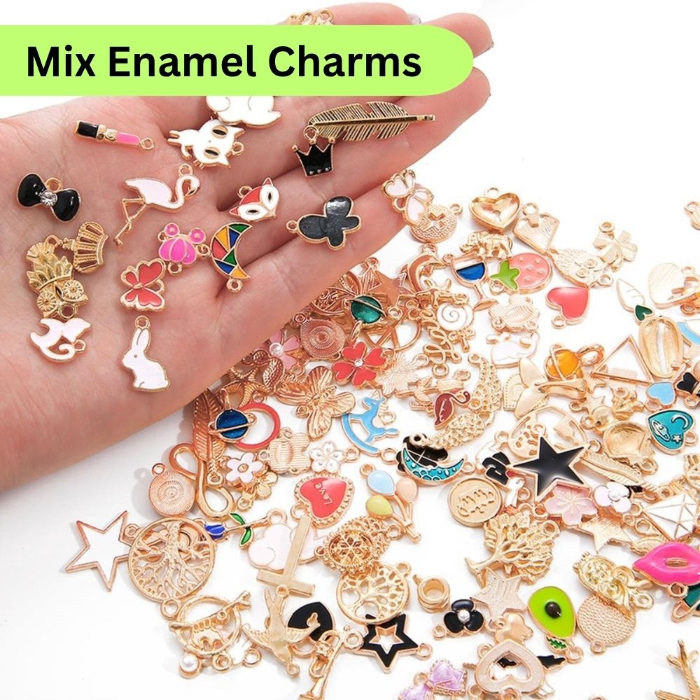 10/50 Pcs Mixed Enamel Charms – Daisy, Sakura, Heart & Star Pendants | DIY Jewelry Making Accessories for Bracelets, Earrings, Necklaces & Crafts By SAMS Arts and Craft