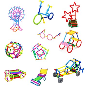 98 Pcs Dream Colorful Activity Sticks Building Blocks Toys for Boys Girls Kids Children Magic Building Kit Colourful Plastic Building Stick Kits, Connector Set