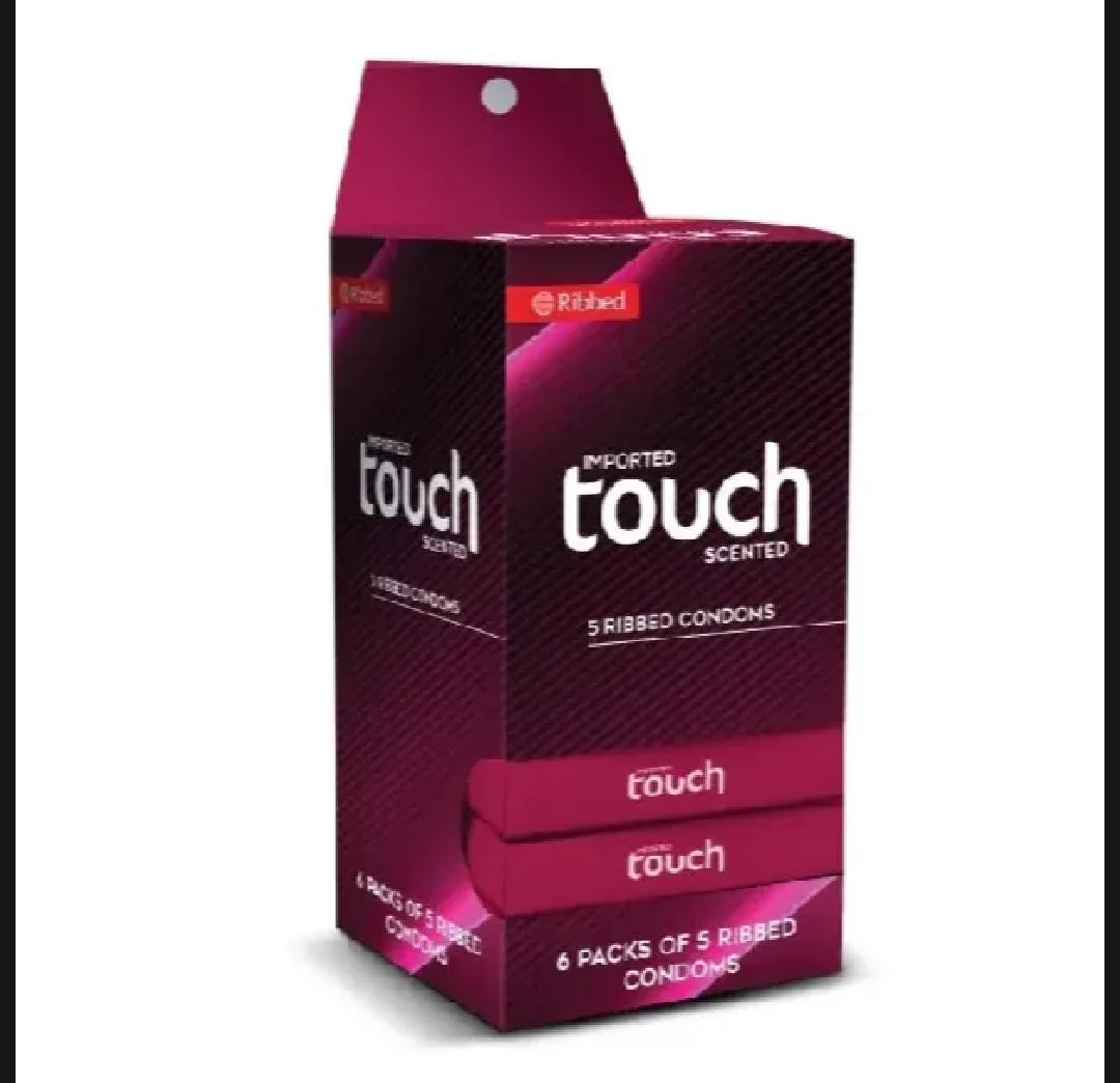 Touch Ribbed Condoms Dispenser - Pack of 5 - 30 Pieces (6 x 5's)