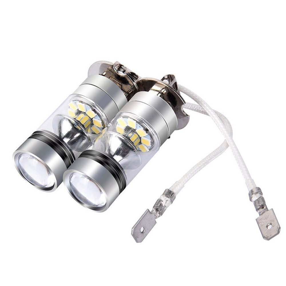 2Pcs 100W H1 H3 LED Fog Light Driving Bulb 12/24V Fog Lamp Headlamp 20SMD  10000LM White 6000K Car Headlight Car Accessories
