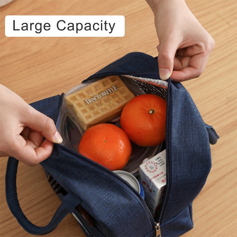 Portable Canvas Lunch Bag Waterproof Insulated Fresh Cooler Bag Thermal Food Picnic Convenient Lunch Bag For Women Girl