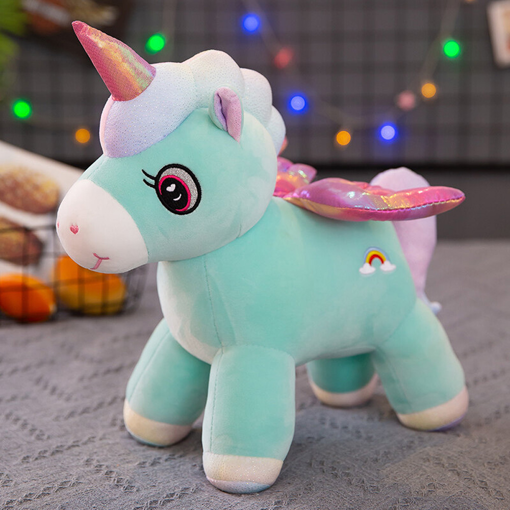 Fantasy-Style Unicorn Plush Toy with Rainbow Wings, Soft Stuffed Animal for Kids - 30cm
