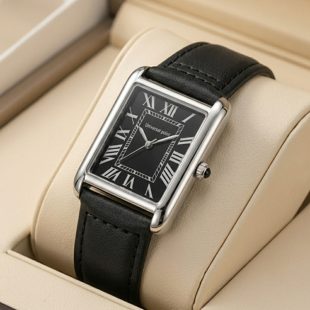 Trendy Rectangular Dial Watch for Men Stylish Roman Numeral Dial Watch for Boys Elegant Vintage Collection Watch for Gents