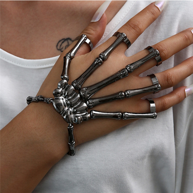 Halloween Skeleton 5 Finger Ring Bracelet For Women, Punk Style With  Elasticity And Adjustable Fit Perfect For Parties And Special Occasions  From Jewelrynecklacenice, $22.43 | DHgate.Com