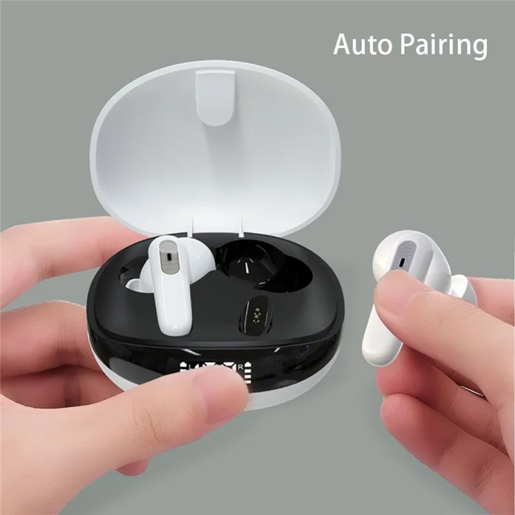 Airpod TWS 12 Black Mini Bluetooth Wireless Headset with Dual Bass, Pop-Up Feature & Charging Case for All Devices