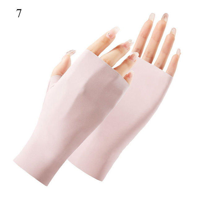 Summer Women Thin Sunscreen Gloves Breathable Ice Silk Gloves Outdoor  Cycling