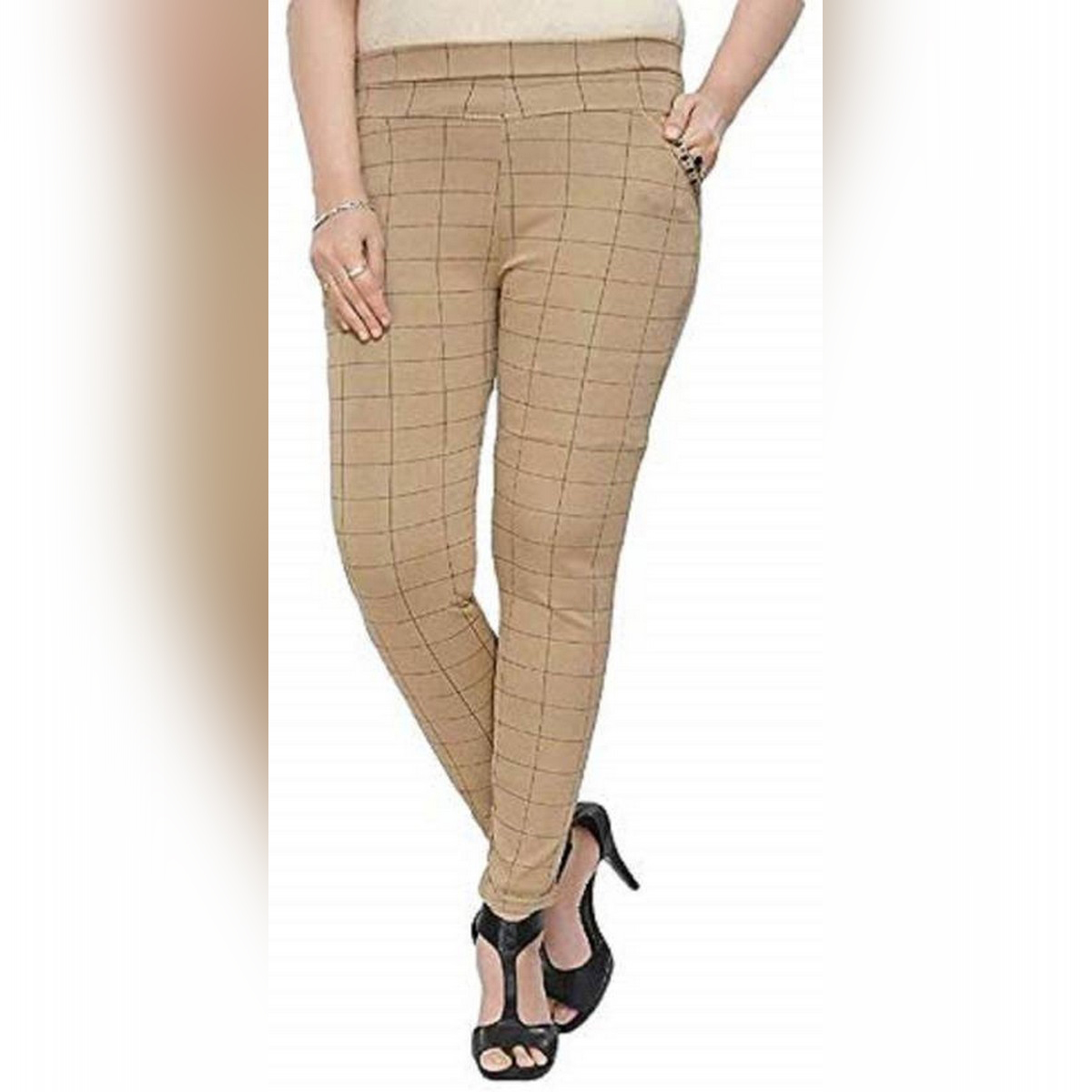 brown check leggings