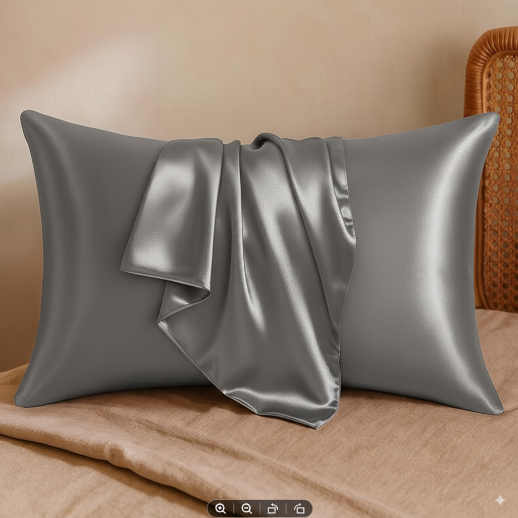 Pack of 2 Premium Satin Silk Pillowcase Set - Soft & Smooth Pillow Cover, Envelope Closure, 28x18 Inches
