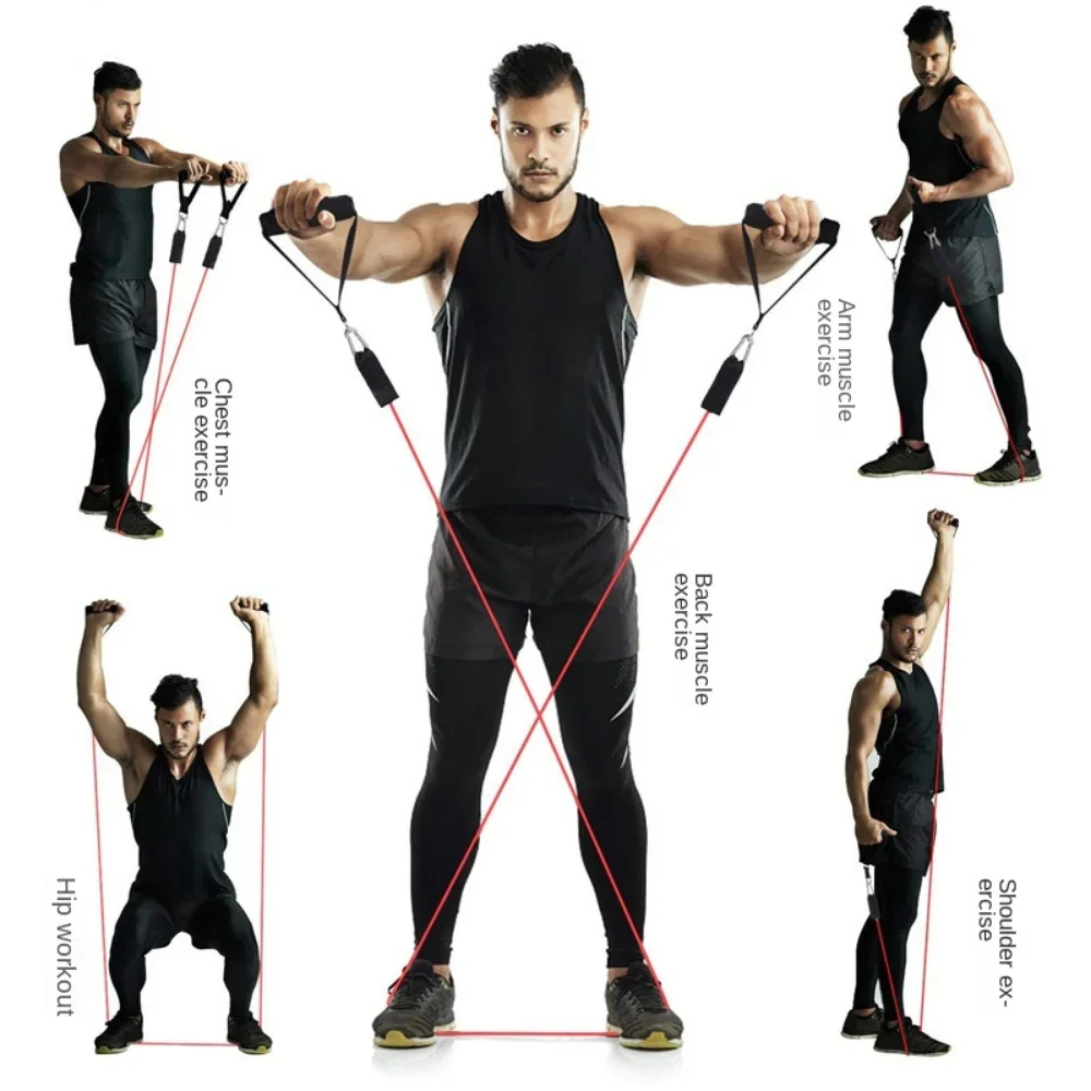 11pcs/Set Pull Rope, Resistance Bands, Portable Fitness Equipment, Ankle Strap, Chest Expander, Elastic Exercise Band