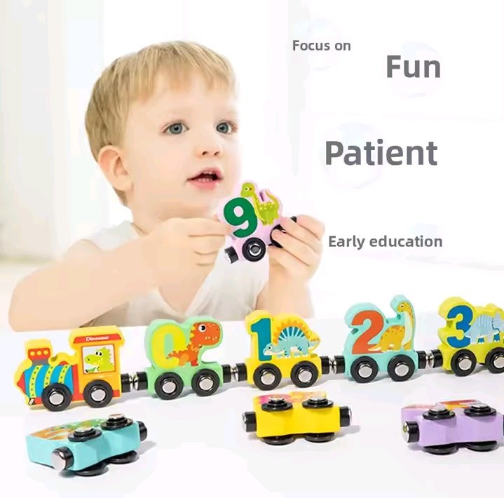Learning Train 123 Number Magnetic Train Toy – Wooden Educational Train Set for Kids ...