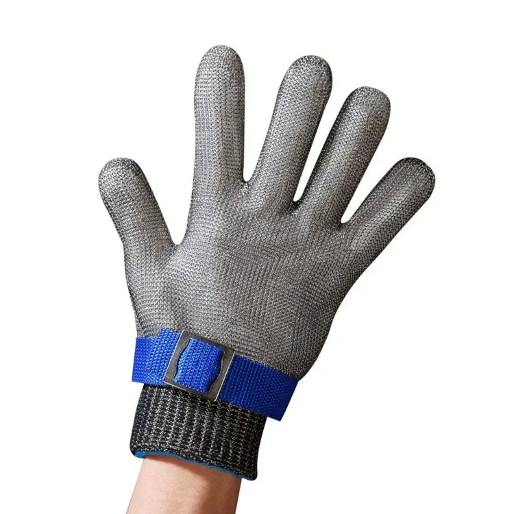 FLYEER Blue Safety Cut Proof Stab Resistant Stainless Steel Mesh Butcher  Glove High Performance Level 5 Protection Size S
