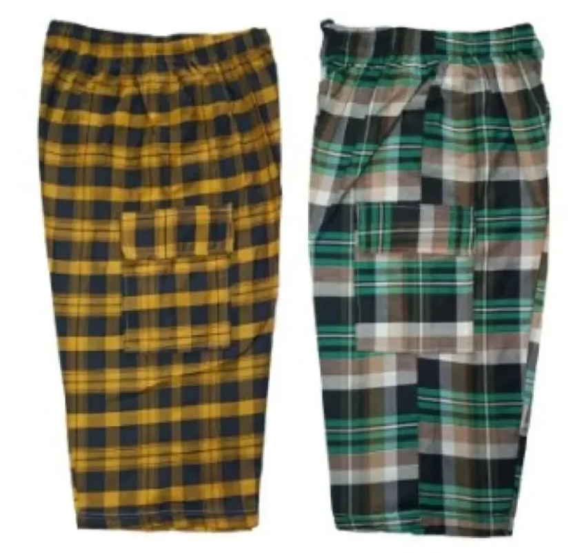 Pack Of 2 - Summer Cotton Quarter Shorts For Men (Checked Print) - Multicolor